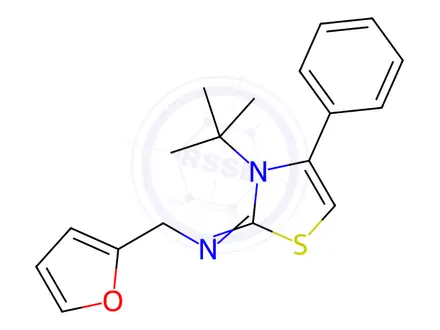 Chemical structure of N-[(2Z)-3-tert-Butyl-4-phenyl-2,3-dihydro-1,3-thiazol-2-ylidene]-1-(furan-2-yl)methanamine