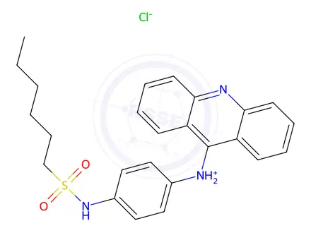 Chemical structure of N-(4-(Acridin-9-ylamino)phenyl)hexane-1-sulfonamide hydrochloride dihydrate