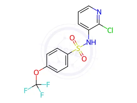 Chemical structure of N1-(2-chloro-3-pyridyl)-4-(trifluoromethoxy)benzene-1-sulphonamide