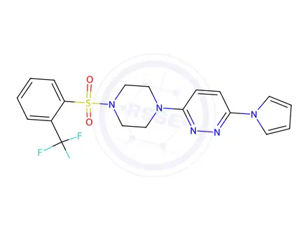 Chemical structure of 3-(1H-Pyrrol-1-yl)-6-(4-((2-(trifluoromethyl)phenyl)sulfonyl)piperazin-1-yl)pyridazine