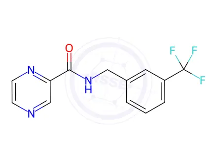 Chemical structure of N-(3-(Trifluoromethyl)benzyl)pyrazine-2-carboxamide