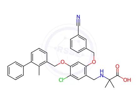 Chemical structure of Alanine, N-[[5-chloro-2-[(3-cyanophenyl)methoxy]-4-[(2-methyl[1,1'-biphenyl]-3-yl)methoxy]phenyl]methyl]-2-methyl-