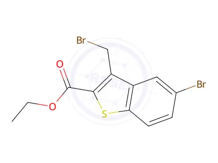 Chemical structure of Ethyl 5-bromo-3-(bromomethyl)-1-benzothiophene-2-carboxylate