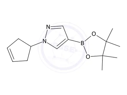 Chemical structure of 1-(Cyclopent-3-en-1-yl)-4-(4,4,5,5-tetramethyl-1,3,2-dioxaborolan-2-yl)-1H-pyrazole