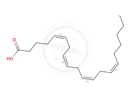 Chemical structure of 5,8,11,14-Eicosatetraenoic acid, labeled with carbon-14, (5Z,8Z,11Z,14Z)-(9CI)