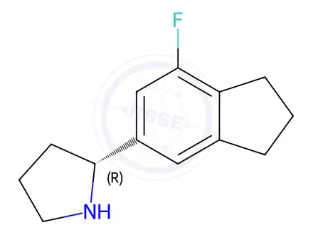 Chemical structure of (R)-2-(7-fluoro-2,3-dihydro-1H-inden-5-yl)pyrrolidine