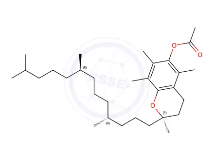Chemical structure of DL-alpha-Tocopherylacetate (Vitamin E acetate) in methanol
