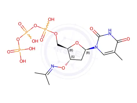 Chemical structure of 3'-O-[(Propan-2-ylidene)amino]-thymidine 5'-triphosphate