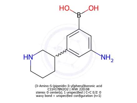 Chemical structure of (3-Amino-5-(piperidin-3-yl)phenyl)boronic acid