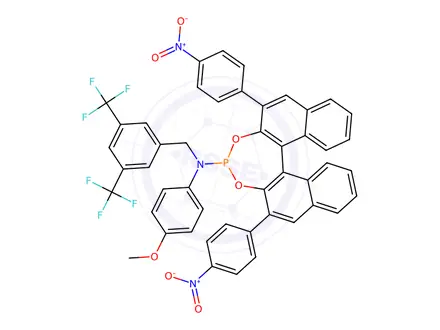 Chemical structure of N-(3,5-bis(trifluoromethyl)benzyl)-N-(4-methoxyphenyl)-2,6-bis(4-nitrophenyl)dinaphtho[2,1-d:1',2'-f][1,3,2]dioxaphosphepin-4-amine