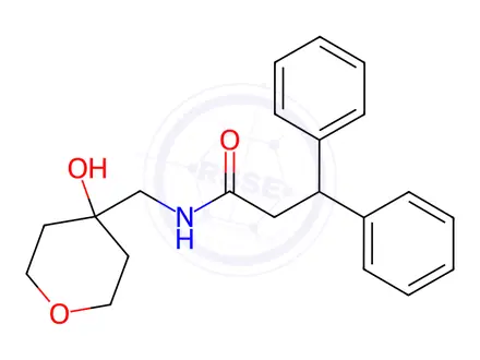 Chemical structure of N-((4-Hydroxytetrahydro-2H-pyran-4-yl)methyl)-3,3-diphenylpropanamide