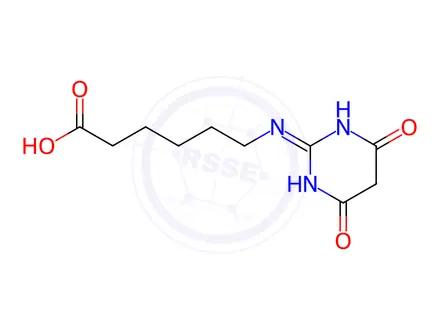 Chemical structure of 6-(4,6-Dioxo-1,4,5,6-tetrahydropyrimidin-2-yl-amino)hexanoic Acid Trifluoroacetate