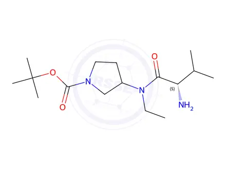 Chemical structure of tert-Butyl 3-((S)-2-amino-N-ethyl-3-methylbutanamido)pyrrolidine-1-carboxylate