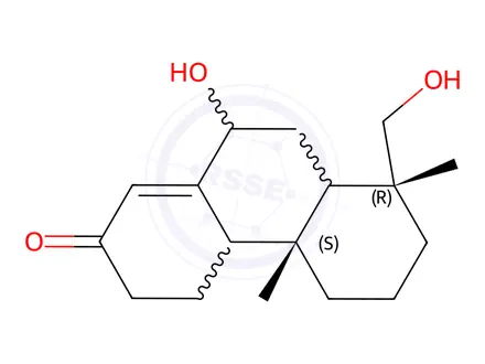 Chemical structure of 7,15-Dihydroxypodocarp-8(14)-en-13-one