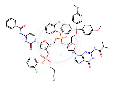 Chemical structure of FULLY PROTECTED DEOXYNUCLEOTIDE DIMER*D(GPCP)