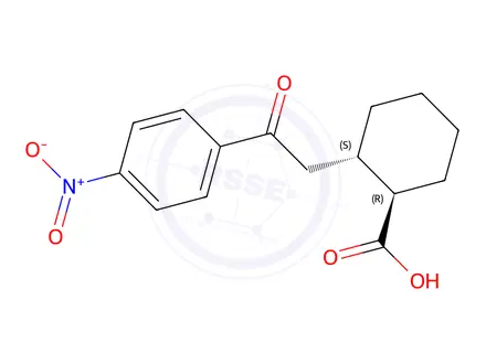 Chemical structure of (1R,2S)-2-(2-(4-nitrophenyl)-2-oxoethyl)cyclohexane-1-carboxylic acid