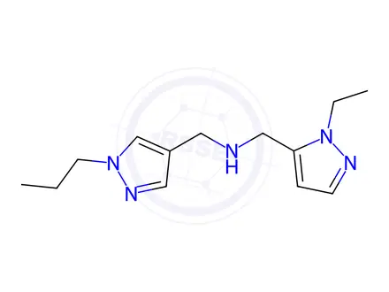 Chemical structure of 1-(1-ethyl-1H-pyrazol-5-yl)-N-[(1-propyl-1H-pyrazol-4-yl)methyl]methanamine