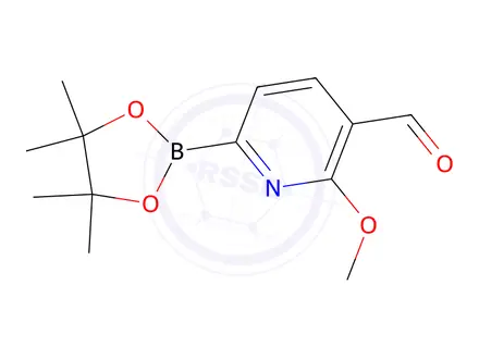 Chemical structure of 2-Methoxy-6-(4,4,5,5-tetramethyl-1,3,2-dioxaborolan-2-yl)nicotinaldehyde