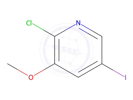Chemical structure of 2-Chloro-5-iodo-3-methoxypyridine