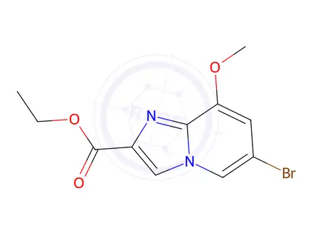 Chemical structure of 6-Bromo-8-methoxy-imidazo[1,2-a]pyridine-2-carboxylic acid ethyl ester