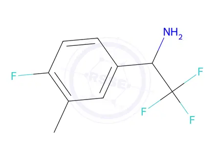 Chemical structure of 2,2,2-Trifluoro-1-(4-fluoro-3-methylphenyl)ethan-1-amine