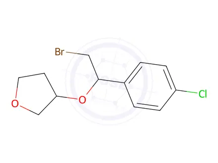 Chemical structure of 3-(2-Bromo-1-(4-chlorophenyl)ethoxy)tetrahydrofuran