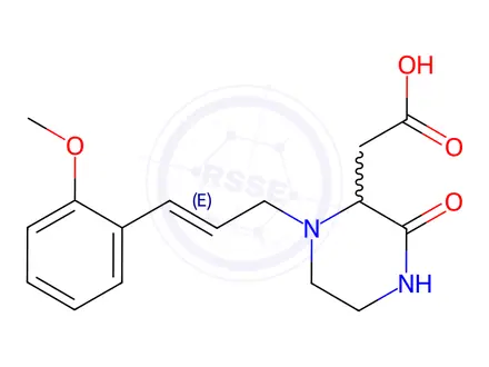 Chemical structure of 2-[1-[(E)-3-(2-methoxyphenyl)prop-2-enyl]-3-oxopiperazin-2-yl]acetic acid