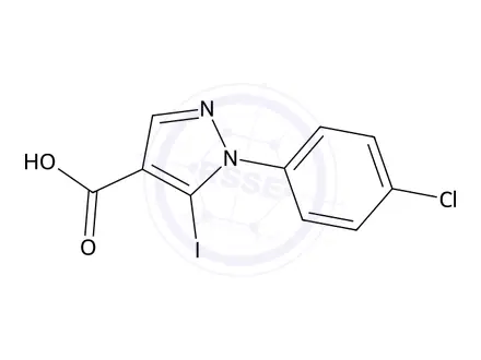 Chemical structure of 1-(4-Chlorophenyl)-5-iodo-1H-pyrazole-4-carboxylic acid