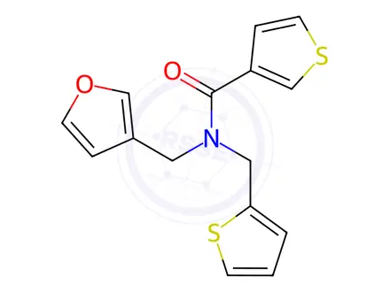 Chemical structure of N-(Furan-3-ylmethyl)-N-(thiophen-2-ylmethyl)thiophene-3-carboxamide