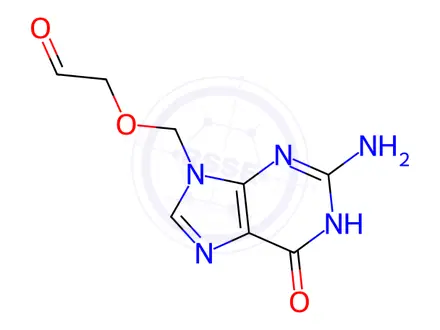 Chemical structure of 2-((2-Amino-6-oxo-1,6-dihydro-9H-purin-9-yl)methoxy)acetaldehyde