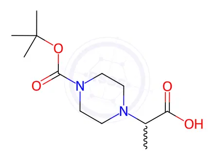 Chemical structure of 2-(4-(tert-butoxycarbonyl)piperazin-1-yl)propanoic acid