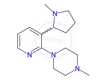 Chemical structure of 1-Methyl-4-(3-(1-methylpyrrolidin-2-yl)pyridin-2-yl)piperazine
