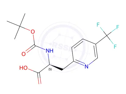 Chemical structure of (S)-2-((tert-butoxycarbonyl)amino)-3-(5-(trifluoromethyl)pyridin-2-yl)propanoic acid