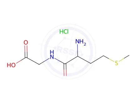 Chemical structure of (S)-2-(2-Amino-4-(methylthio)butanamido)acetic acid hydrochloride