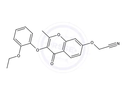 Chemical structure of 2-((3-(2-Ethoxyphenoxy)-2-methyl-4-oxo-4H-chromen-7-yl)oxy)acetonitrile