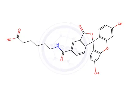 Chemical structure of 6-(Fluorescein-5-carboxamido)hexanoic Acid