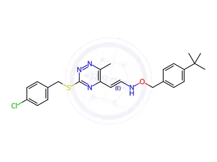 Chemical structure of [(4-tert-Butylphenyl)methoxy][(E)-2-(3-{[(4-chlorophenyl)methyl]sulfanyl}-6-methyl-1,2,4-triazin-5-yl)ethenyl]amine