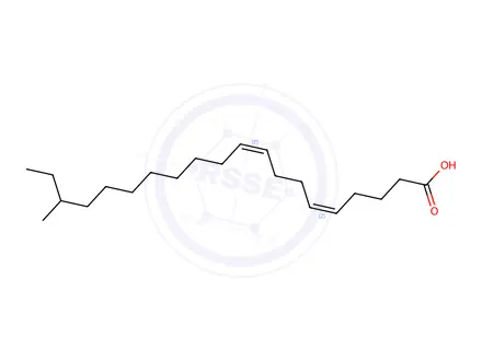 Chemical structure of 18-methyl-5,9-eicosadienoic acid