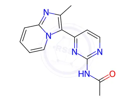 Chemical structure of N-(4-(2-Methylimidazo[1,2-a]pyridin-3-yl)pyrimidin-2-yl)acetamide