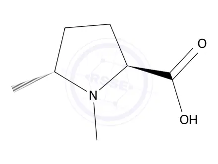 Chemical structure of (2S,5R)-1,5-dimethylpyrrolidine-2-carboxylic acid