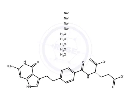 Chemical structure of Pemetrexed disodium salt 2.5 hydrate