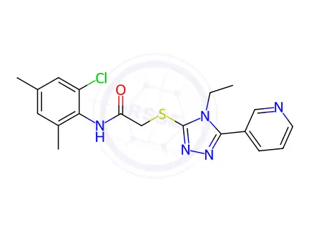 Chemical structure of N-(2-Chloro-4,6-dimethylphenyl)-2-((4-ethyl-5-(pyridin-3-yl)-4H-1,2,4-triazol-3-yl)thio)acetamide