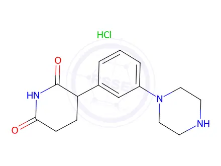 Chemical structure of 3-(3-(piperazin-1-yl)phenyl)piperidine-2,6-dione hydrochloride