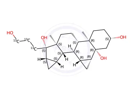 Chemical structure of 17-(3-Hydroxypropyl-13C3)-6β,7β:15β,16β-dimethyleneandrostane-3β,5β,17β-triol