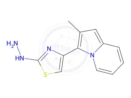 Chemical structure of 2-Hydrazinyl-4-(2-methylindolizin-3-yl)thiazole