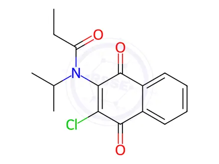 Chemical structure of N-(3-Chloro-1,4-dioxo-1,4-dihydronaphthalen-2-yl)-N-(propan-2-yl)propanamide