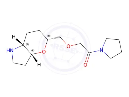 Chemical structure of Ethanone, 2-[[(3aR,5R,7aR)-octahydropyrano[3,2-b]pyrrol-5-yl]methoxy]-1-(1-pyrrolidinyl)-, rel-
