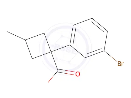 Chemical structure of 1-(3-bromophenyl)-3-methylcyclobutane-1-carboxylic aci