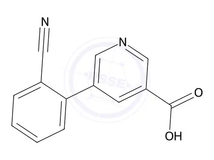 Chemical structure of 5-(2-Cyanophenyl)nicotinic acid