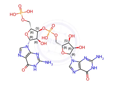 Chemical structure of 5'-O-Phosphorylguanylyl-(3'-5')-guanosine